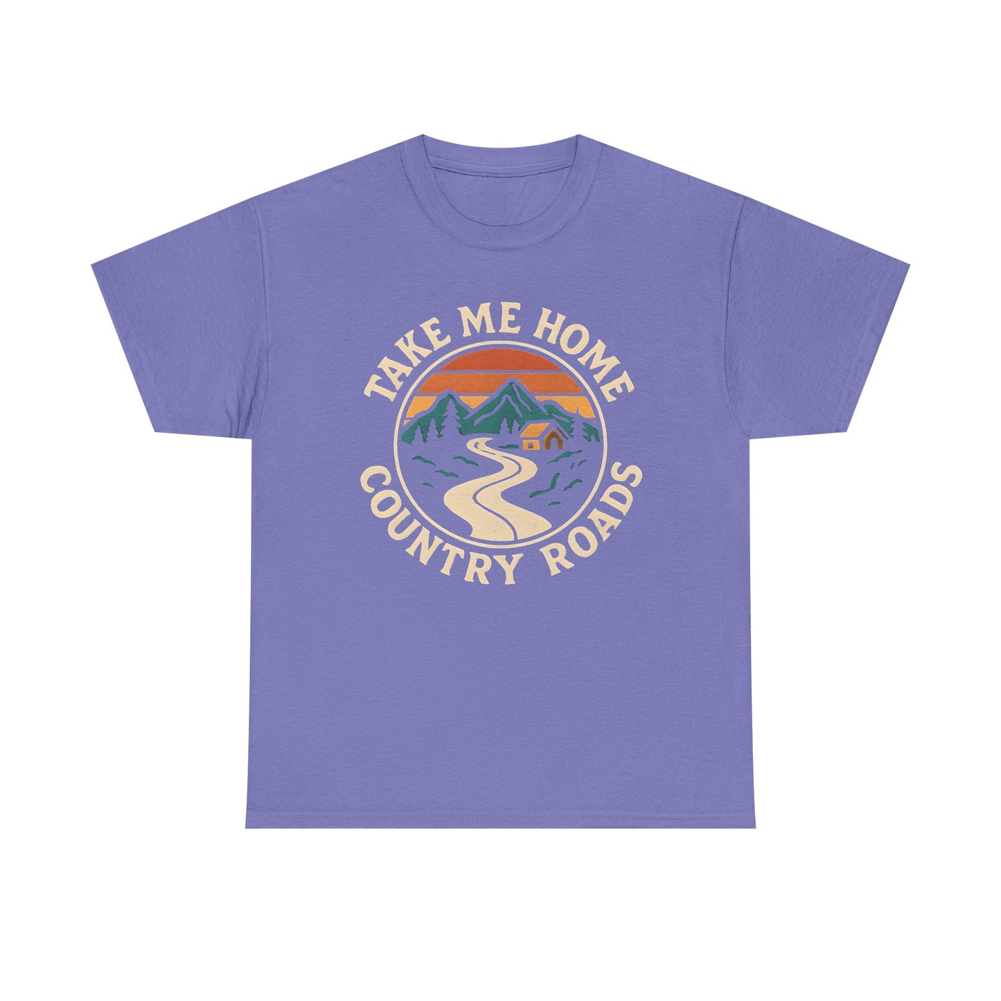 Take Me Home Country Roads T-Shirt – Retro Mountain Road to Cozy Cabin Design Road Trip & Vehicle Travel T-Shirts | Car, RV, and Motorcycle Adventure Tees