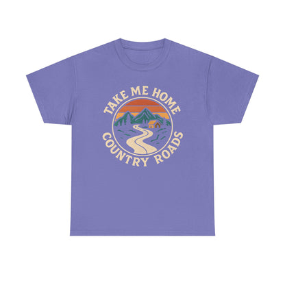 Take Me Home Country Roads T-Shirt – Retro Mountain Road to Cozy Cabin Design Road Trip & Vehicle Travel T-Shirts | Car, RV, and Motorcycle Adventure Tees