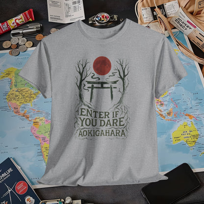 Aokigahara Torii Path Under Blood Moon Tee | Layover Club Air Travel T-Shirts | Jetsetter, Airport, and International Flight Tees