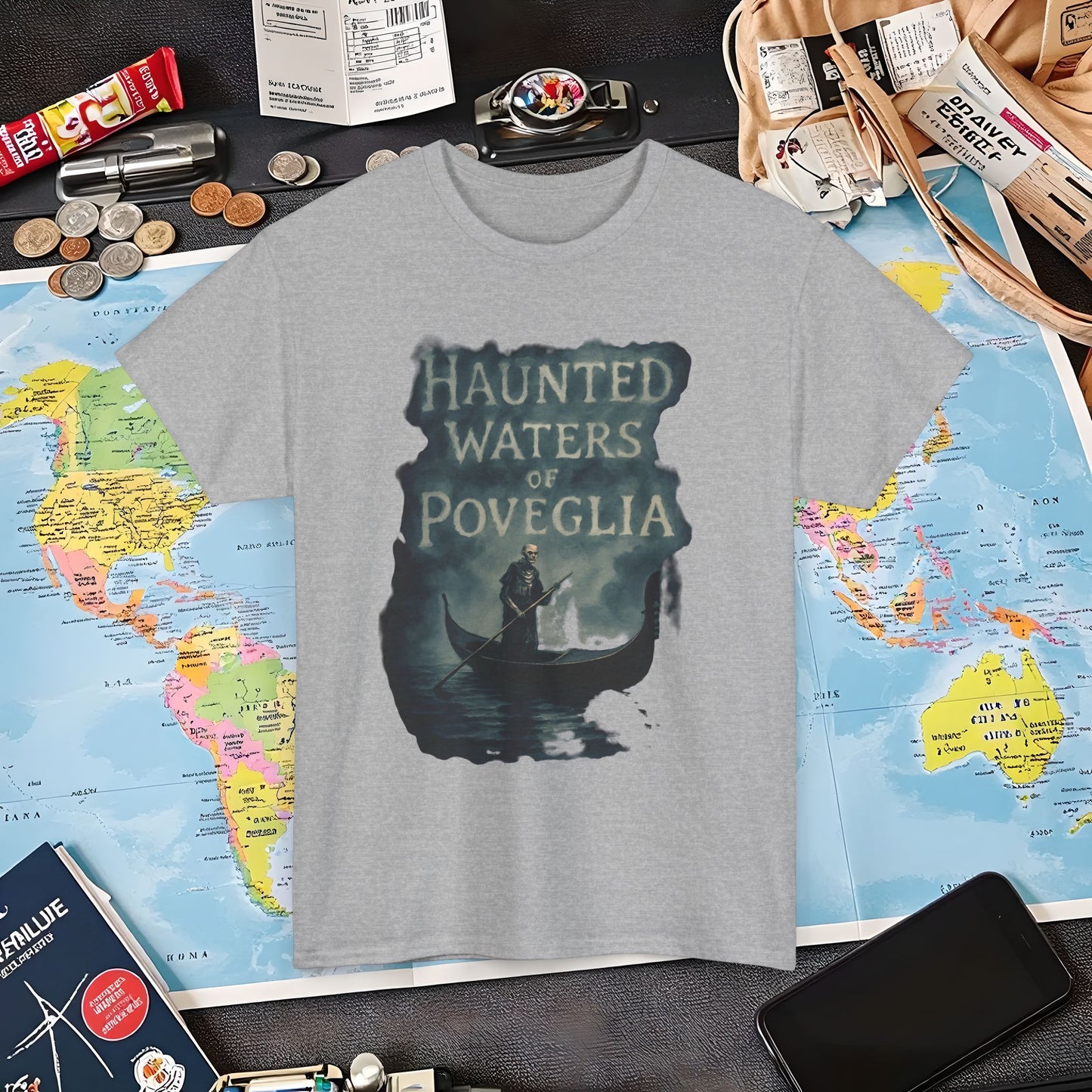 Haunted Venice Ghostly Gondolier Shirt – Spooky Dark Tourism Graphic Tee | Layover Club Air Travel T-Shirts | Jetsetter, Airport, and International Flight Tees