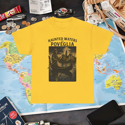 Skeletal Gondolier of Haunted Poveglia – Dark Venetian Ghost Travel Tee| Layover Club Air Travel T-Shirts | Jetsetter, Airport, and International Flight Tees