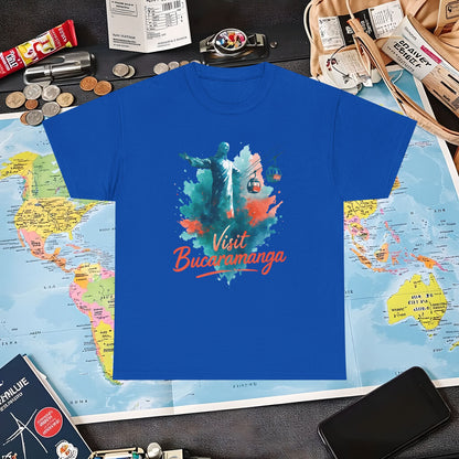 Cerro del Santísimo & Cable Car – Vibrant Watercolor Colombia Travel Tee | Layover Club Air Travel T-Shirts | Jetsetter, Airport, and International Flight Tees