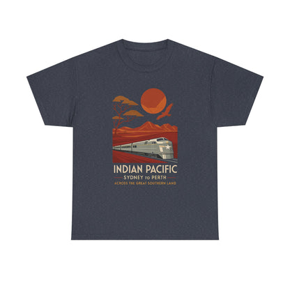 Australian Indian Pacific – Art Deco Desert Crossing Train Tee Road Trip & Vehicle Travel T-Shirts | Car, RV, and Motorcycle Adventure Tees