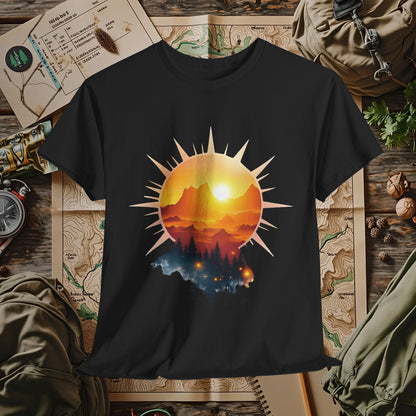 Golden Horizon Outdoor Adventure T-Shirts | Camping, Hiking, Rafting & Kayaking Tees for Nature Lovers