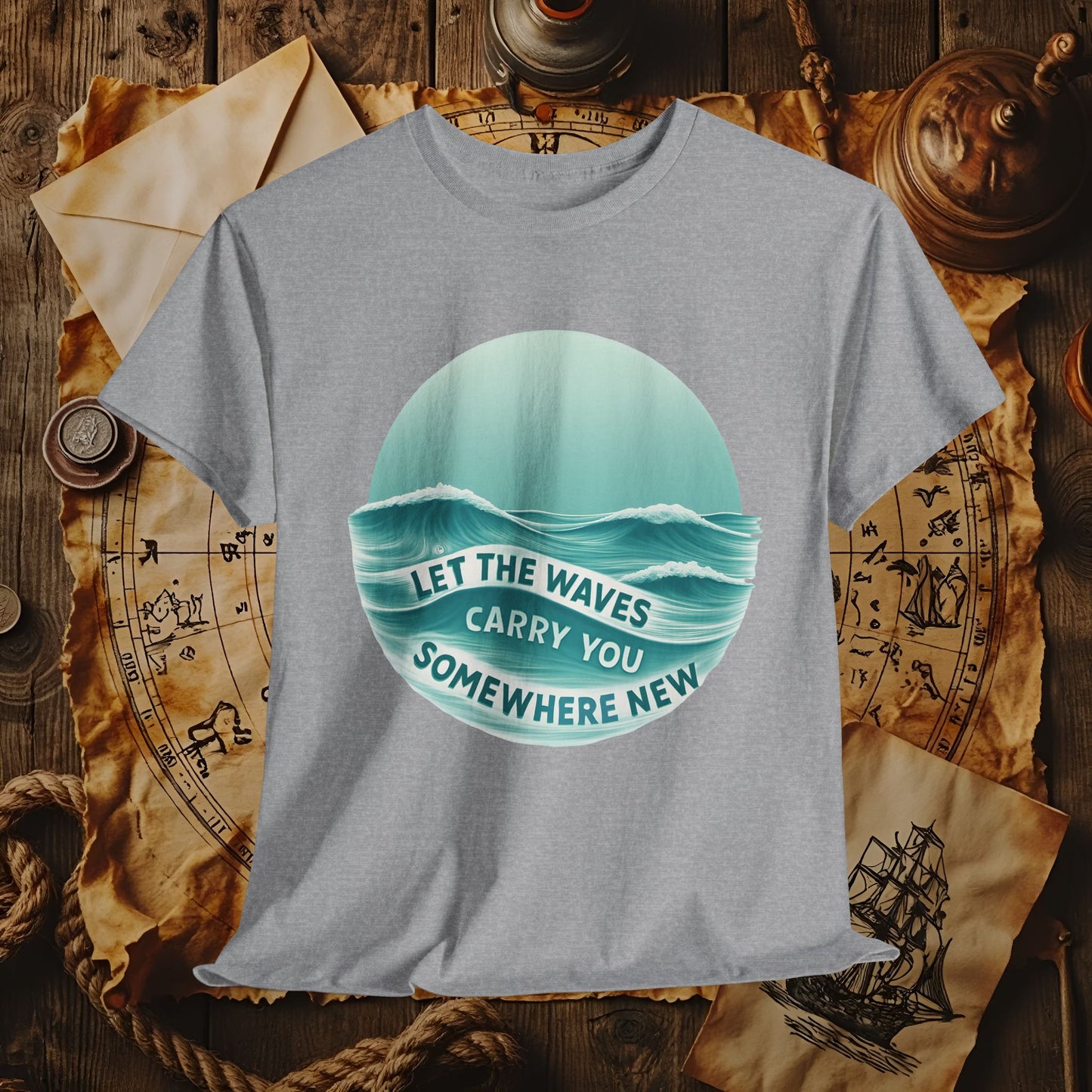 Let the Waves Carry You T-Shirt – Serene Travel & Ocean Escape Design | Funny & Stylish Tees for Ocean Adventures