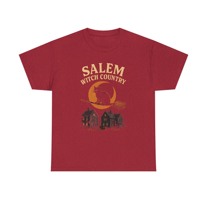 Salem Witch Country Black Cat & Moon Graphic Tee – Gothic Massachusetts Travel Shirt | Car, RV, and Motorcycle Adventure Tees
