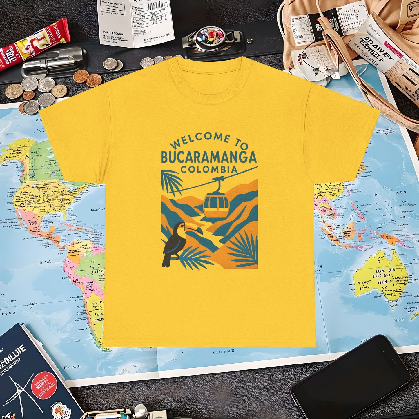 Bucaramanga Cable Car over Chicamocha Canyon Tee – Colombia Adventure Shirt | Layover Club Air Travel T-Shirts | Jetsetter, Airport, and International Flight Tees