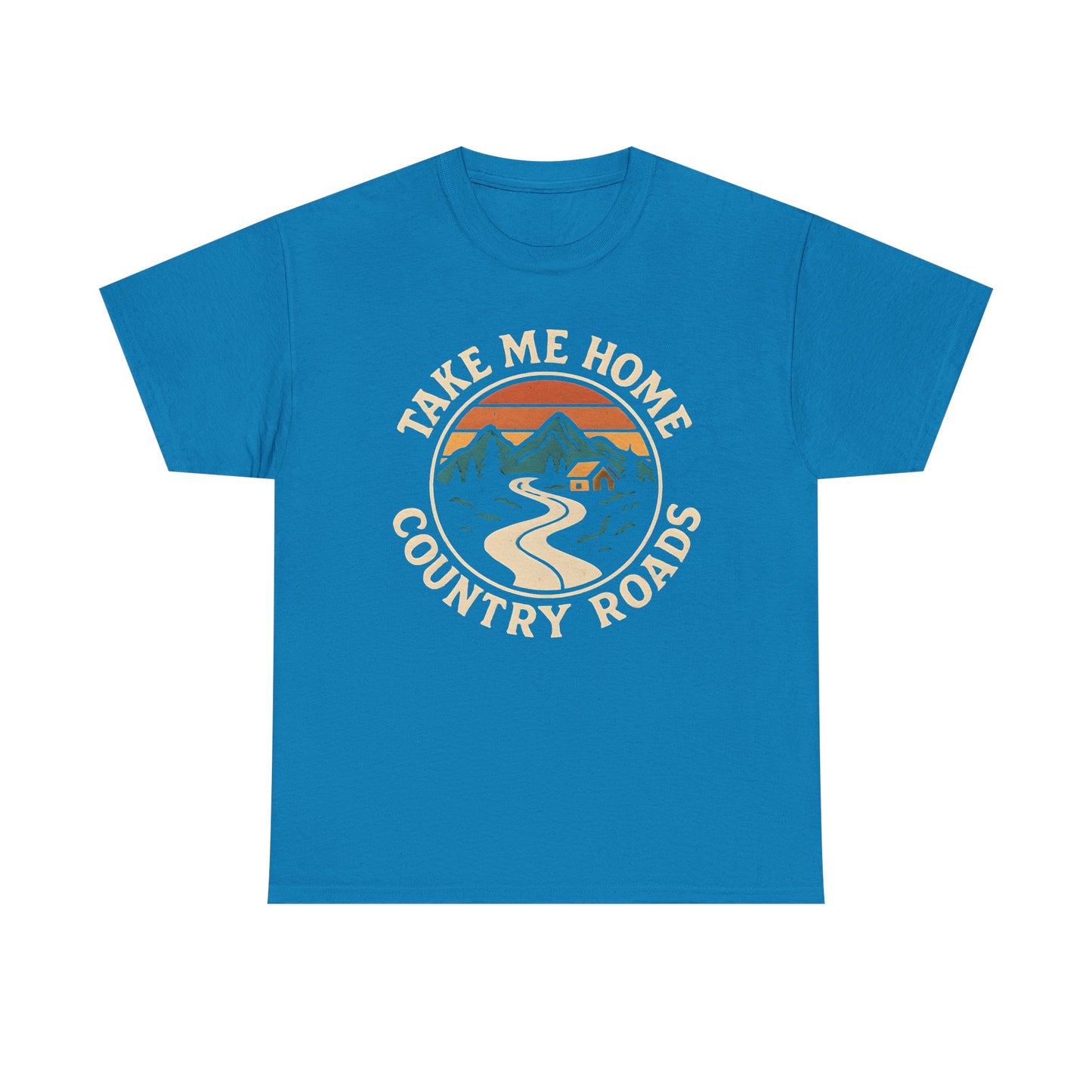 Take Me Home Country Roads T-Shirt – Retro Mountain Road to Cozy Cabin Design Road Trip & Vehicle Travel T-Shirts | Car, RV, and Motorcycle Adventure Tees