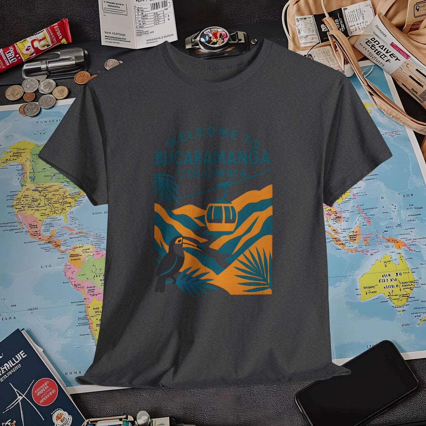 Bucaramanga Cable Car over Chicamocha Canyon Tee – Colombia Adventure Shirt | Layover Club Air Travel T-Shirts | Jetsetter, Airport, and International Flight Tees