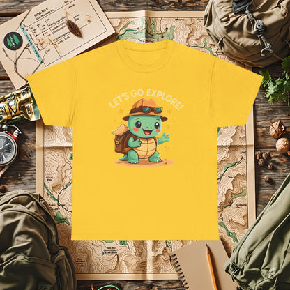 Let’s Go Explore T-Shirt – Cute Turtle Explorer with Travel Gear Design | Camping, Hiking, Rafting & Kayaking Tees for Nature Lovers