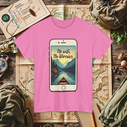 Nature-Inspired Unisex Tee, No Wifi No Worries T-Shirt, Outdoor Adventure Shirt, Relaxation Tee, Hiking Gift, Casual Wear