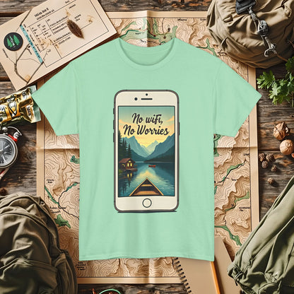 Nature-Inspired Unisex Tee, No Wifi No Worries T-Shirt, Outdoor Adventure Shirt, Relaxation Tee, Hiking Gift, Casual Wear