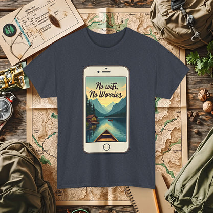 Nature-Inspired Unisex Tee, No Wifi No Worries T-Shirt, Outdoor Adventure Shirt, Relaxation Tee, Hiking Gift, Casual Wear