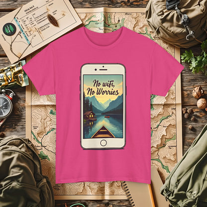 Nature-Inspired Unisex Tee, No Wifi No Worries T-Shirt, Outdoor Adventure Shirt, Relaxation Tee, Hiking Gift, Casual Wear