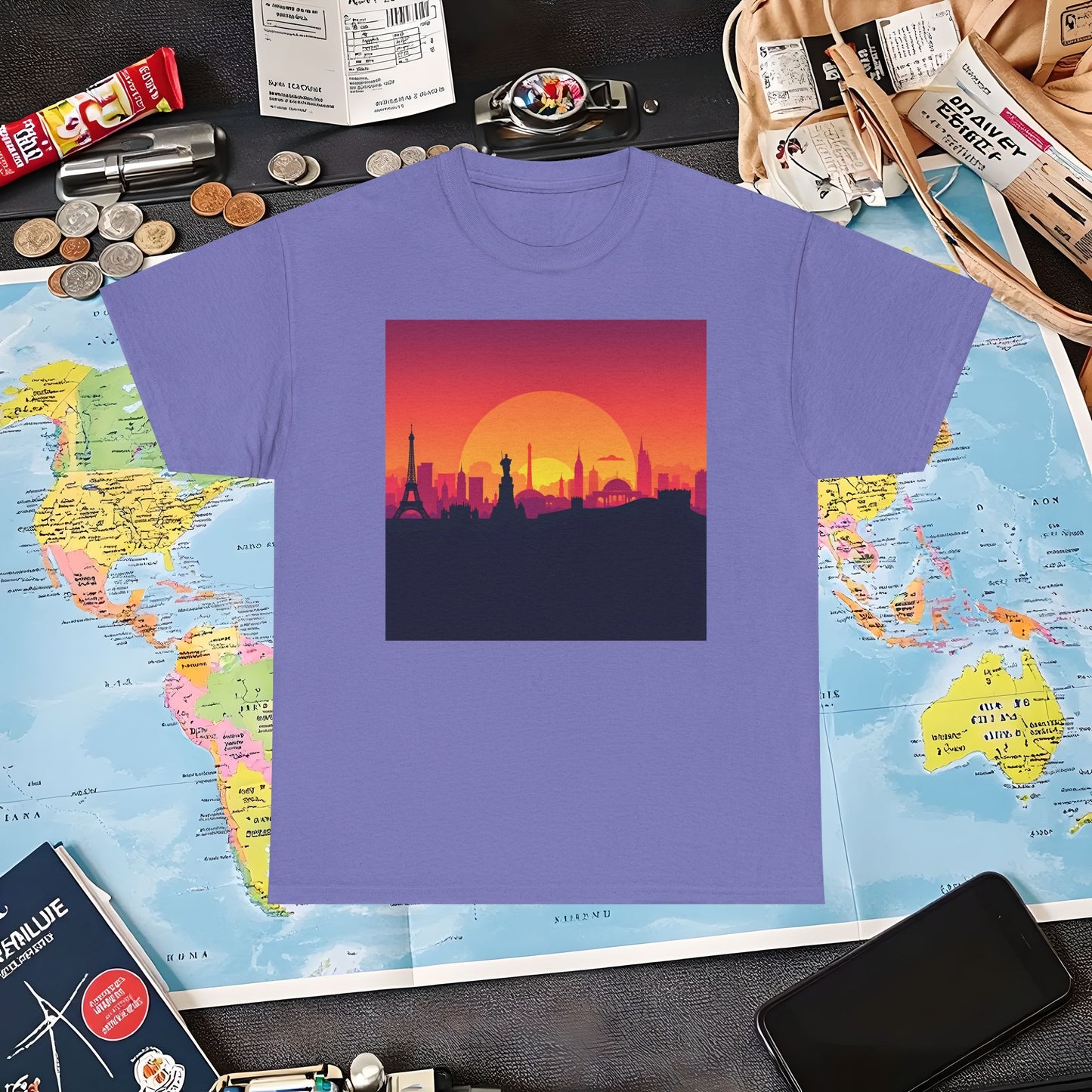 Silhouetted Monuments Air Travel T-Shirts | Jetsetter, Airport, and International Flight Tees