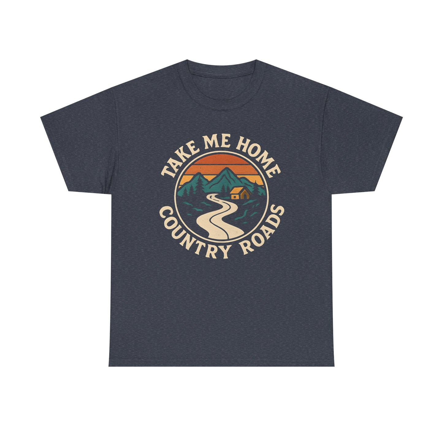 Take Me Home Country Roads T-Shirt – Retro Mountain Road to Cozy Cabin Design Road Trip & Vehicle Travel T-Shirts | Car, RV, and Motorcycle Adventure Tees