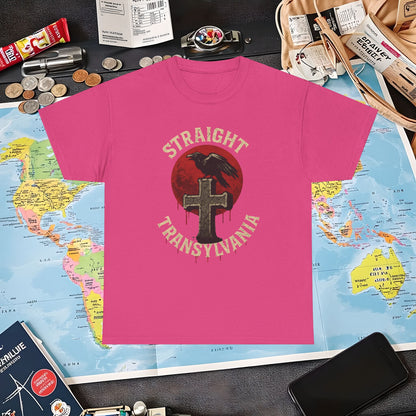 Blood Moon Raven Gothic Cross Tee – Dark Transylvania Travel Shirt | Layover Club Air Travel T-Shirts | Jetsetter, Airport, and International Flight Tees