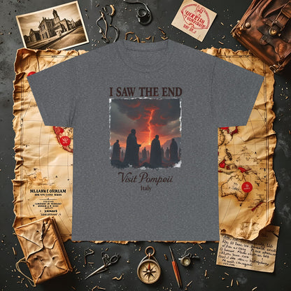 Pompeii Memories T-Shirt – Dark Tourism Shirt with Volcano Eruption Silhouette Art