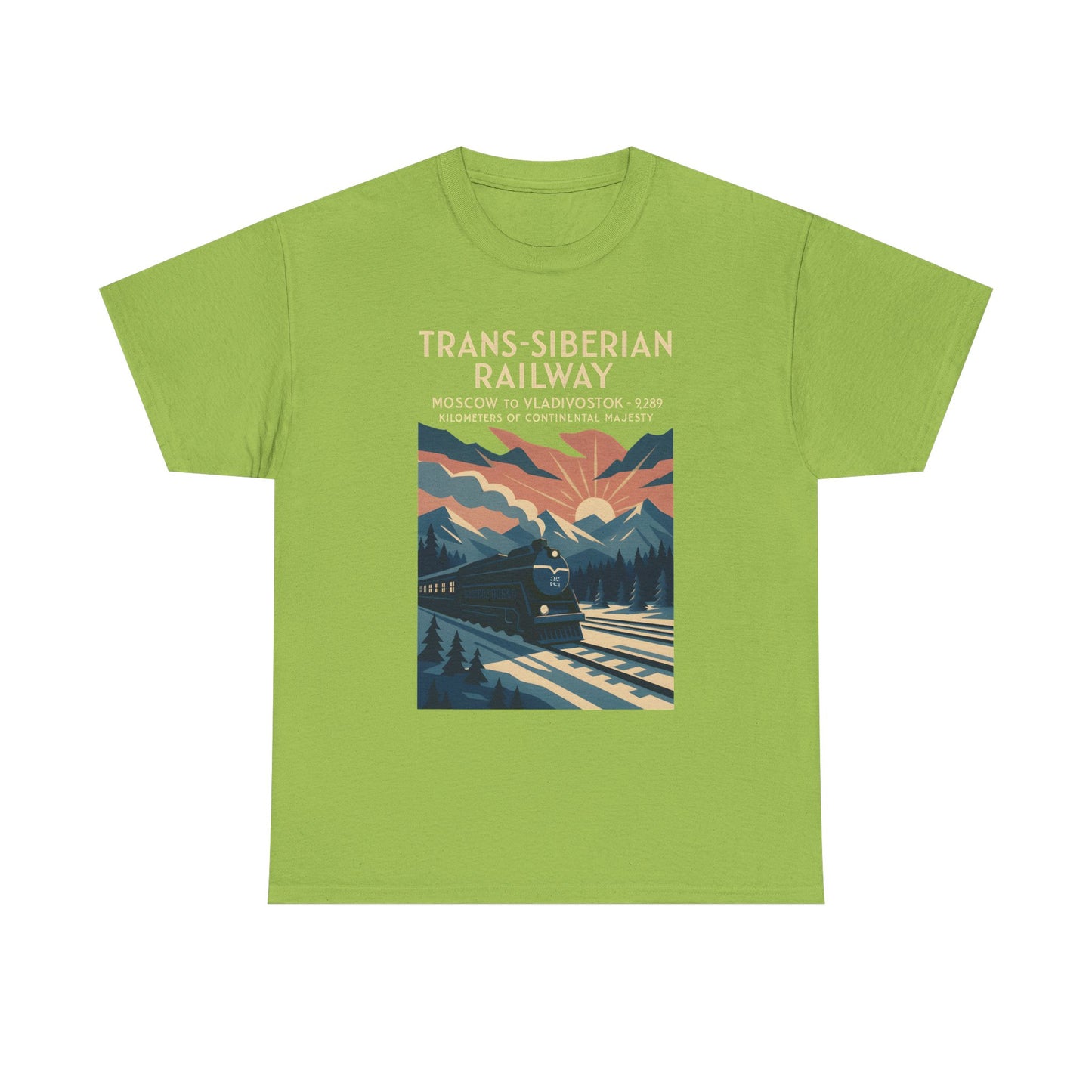 Trans-Siberian Twilight – Art Deco Russian Train Journey Tee Road Trip & Vehicle Travel T-Shirts | Car, RV, and Motorcycle Adventure Tees