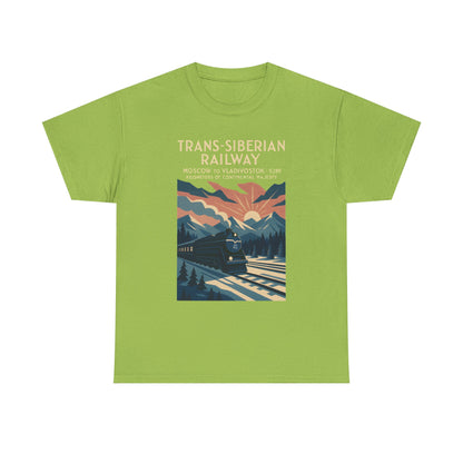 Trans-Siberian Twilight – Art Deco Russian Train Journey Tee Road Trip & Vehicle Travel T-Shirts | Car, RV, and Motorcycle Adventure Tees