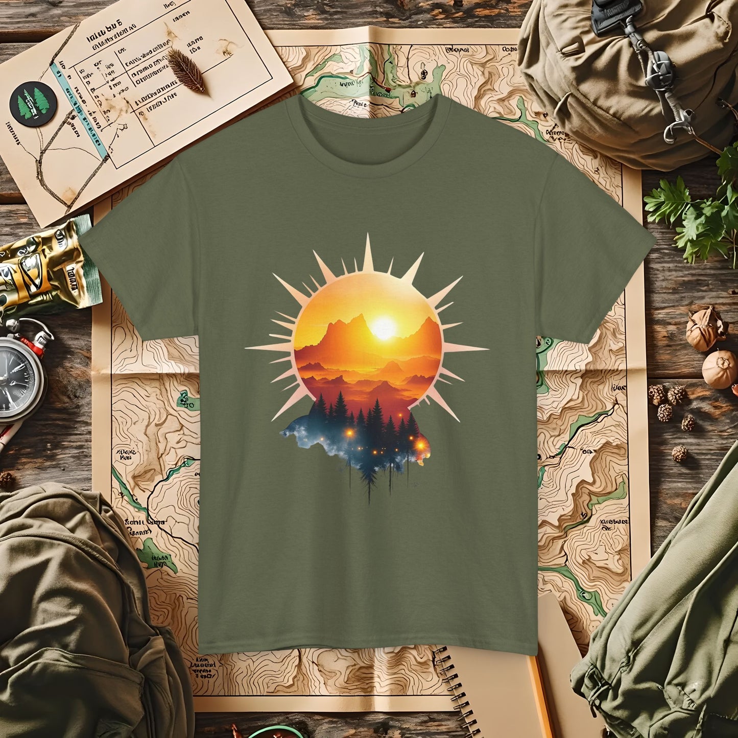 Golden Horizon Outdoor Adventure T-Shirts | Camping, Hiking, Rafting & Kayaking Tees for Nature Lovers