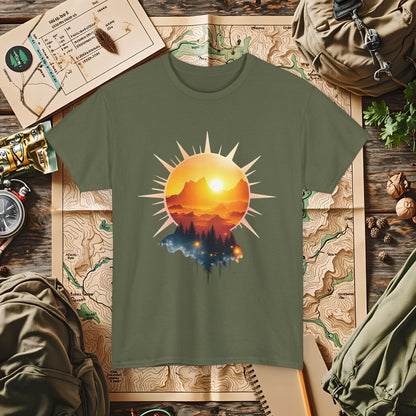 Golden Horizon Outdoor Adventure T-Shirts | Camping, Hiking, Rafting & Kayaking Tees for Nature Lovers
