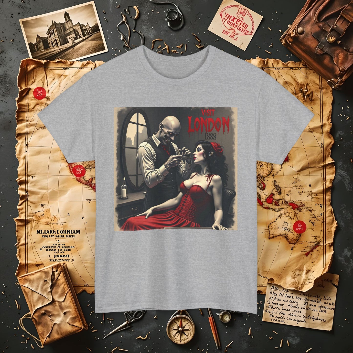Gothic Barber T-Shirt – Jack the Ripper Era Horror in 1888 London