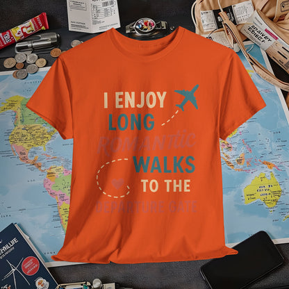 Long Romantic Walks to the Departure Gate Tee – Playful Vintage Travel Shirt Air Travel T-Shirts | Jetsetter, Airport, and International Flight Tees