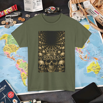City of Bones Paris Tee – Gothic Skull Catacomb Tunnel Artwork | Layover Club Air Travel T-Shirts | Jetsetter, Airport, and International Flight Tees