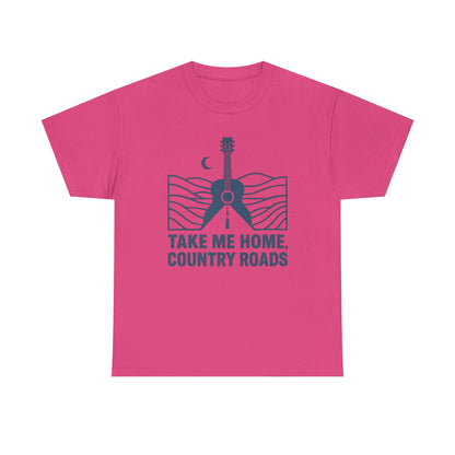 Take Me Home, Country Roads T-Shirt – Guitar Horizon & Open Highway Design Road Trip & Vehicle Travel T-Shirts | Car, RV, and Motorcycle Adventure Tees