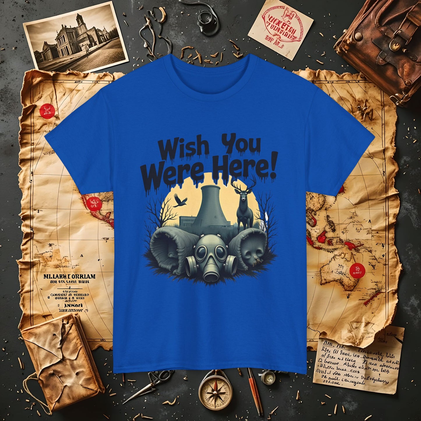 Spooky Vibes Tee - "Wish You Were Here!" Halloween T-Shirt, Unisex Tee, Ghost Graphic Tee, Halloween Gift, Casual Wear