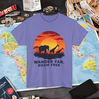 Copy of Wander Dream Big T-Shirt – Tropical Sunset with Palm Silhouettes Design Air Travel T-Shirts | Jetsetter, Airport, and International Flight Tees