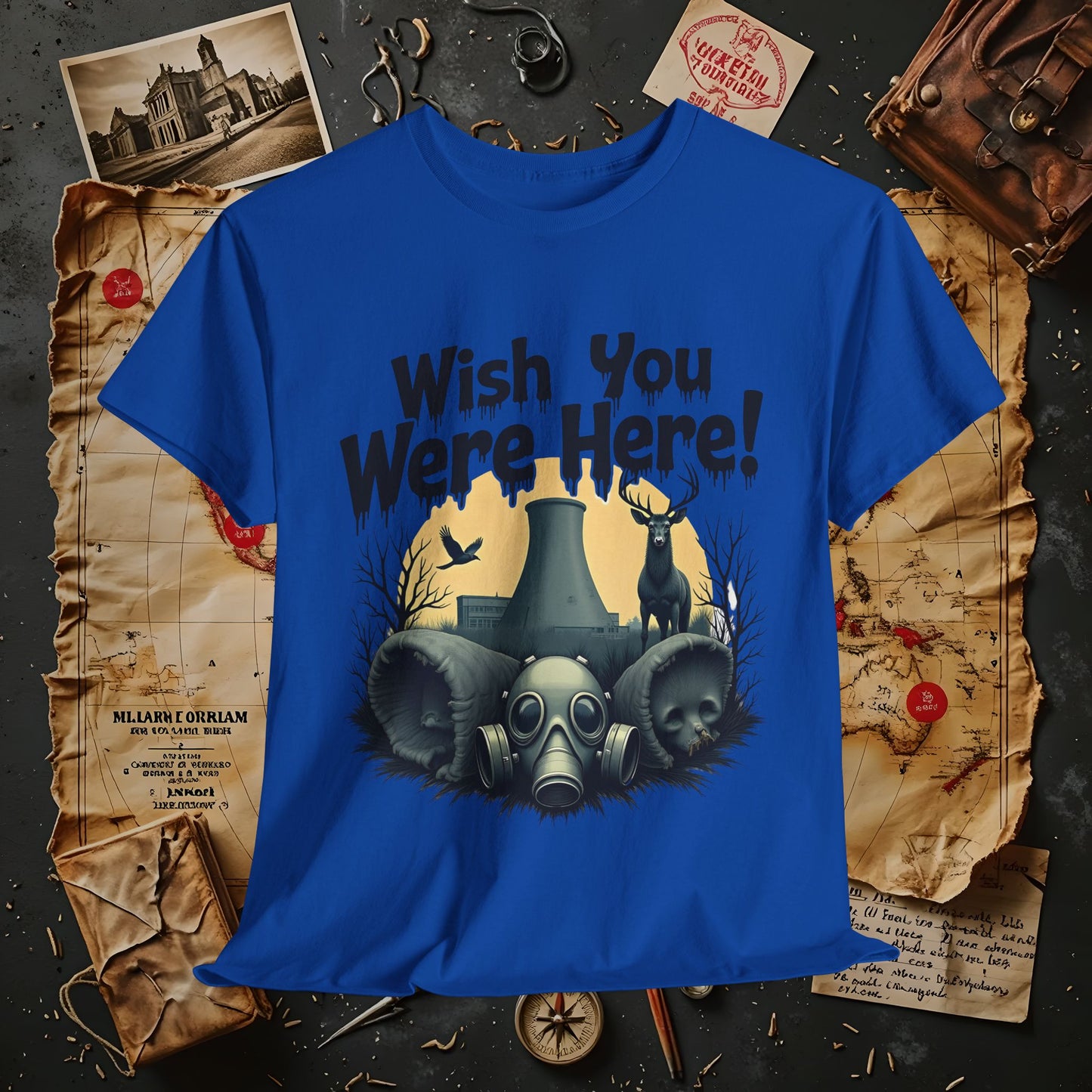 Spooky Vibes Tee - "Wish You Were Here!" Halloween T-Shirt, Unisex Tee, Ghost Graphic Tee, Halloween Gift, Casual Wear