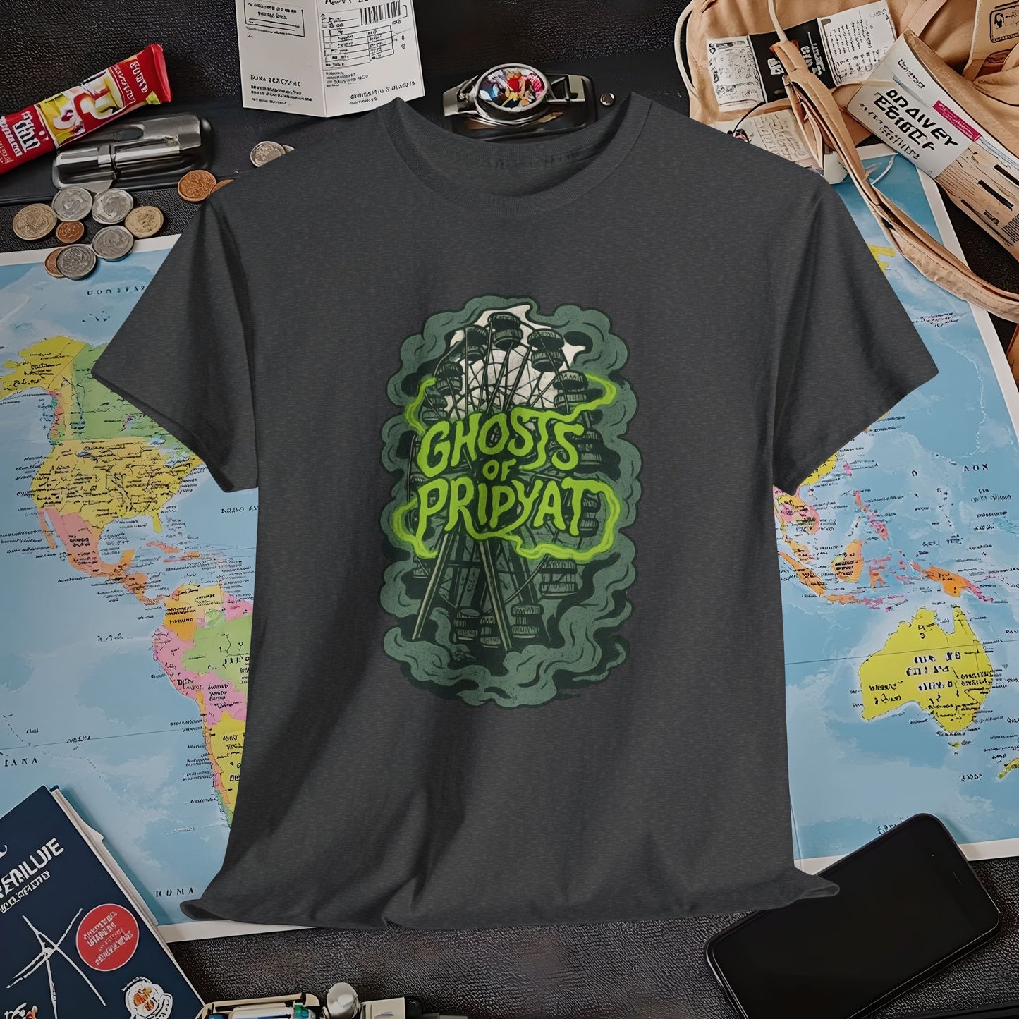 Ghosts of Pripyat Ferris Wheel Shirt – Haunted Chernobyl Dark Tourism Tee | Layover Club Air Travel T-Shirts | Jetsetter, Airport, and International Flight Tees
