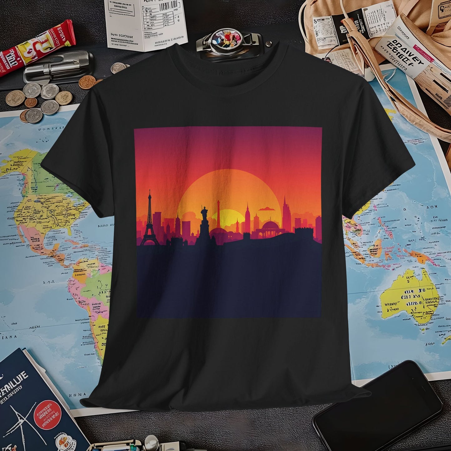 Silhouetted Monuments Air Travel T-Shirts | Jetsetter, Airport, and International Flight Tees
