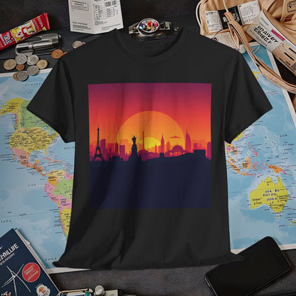 Silhouetted Monuments Air Travel T-Shirts | Jetsetter, Airport, and International Flight Tees