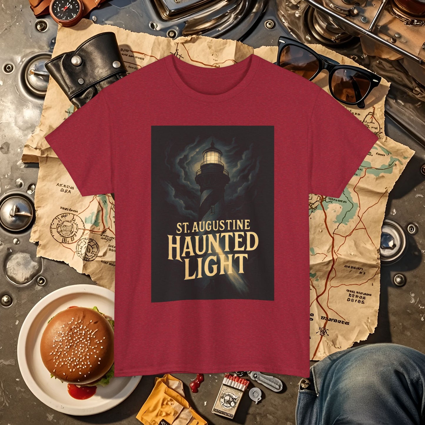 St. Augustine Haunted Lighthouse Florida Shirt – Stormy Night Dark Tourism Tee | Car, RV, and Motorcycle Adventure Tees