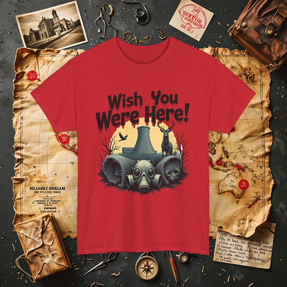 Spooky Vibes Tee - "Wish You Were Here!" Halloween T-Shirt, Unisex Tee, Ghost Graphic Tee, Halloween Gift, Casual Wear