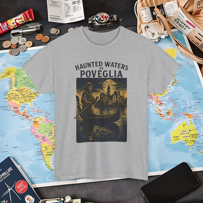 Skeletal Gondolier of Haunted Poveglia – Dark Venetian Ghost Travel Tee| Layover Club Air Travel T-Shirts | Jetsetter, Airport, and International Flight Tees