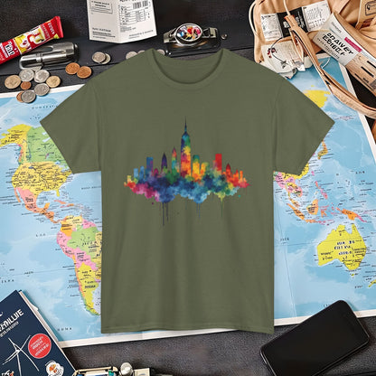 Vibrant Skyline T-Shirts | Jetsetter, Airport, and International Flight Tees