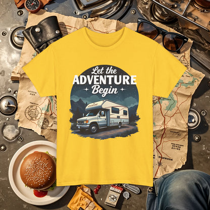 Adventure Awaits Road Trip & Vehicle Travel T-Shirts | Car, RV, and Motorcycle Adventure Tees