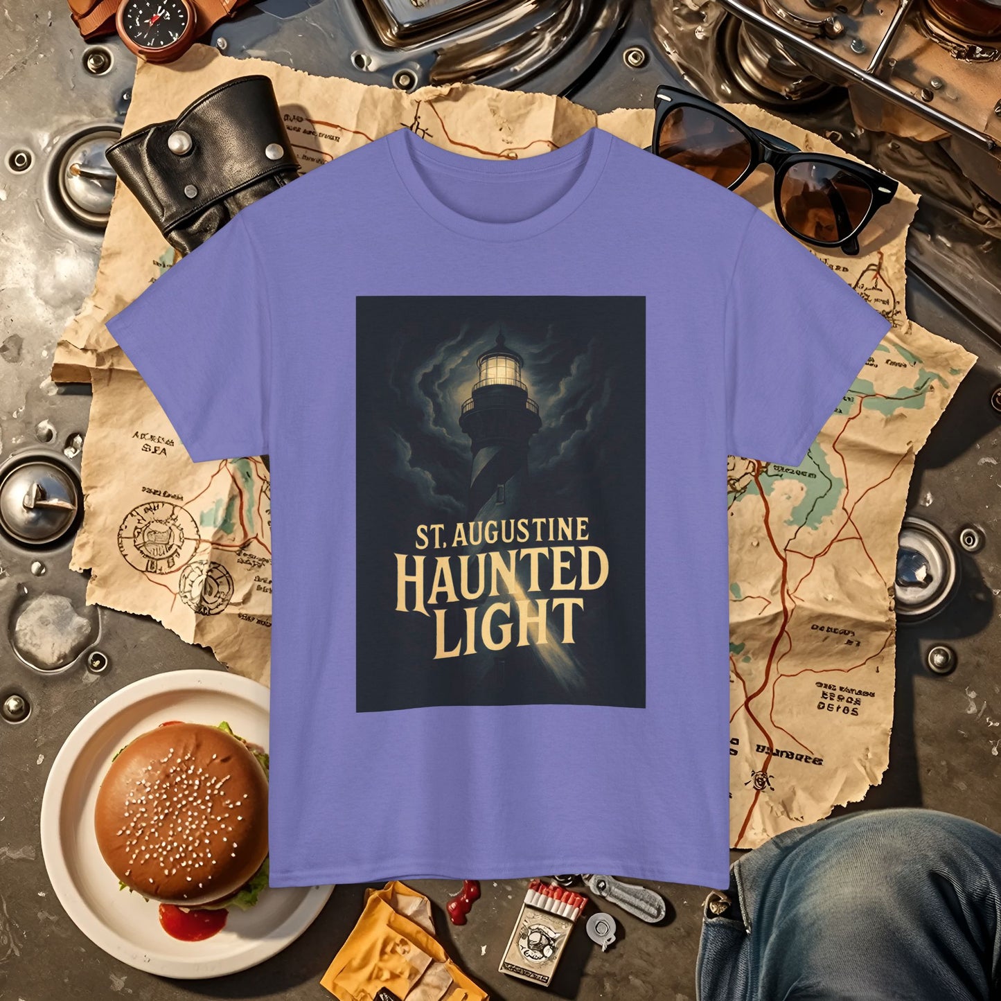 St. Augustine Haunted Lighthouse Florida Shirt – Stormy Night Dark Tourism Tee | Car, RV, and Motorcycle Adventure Tees