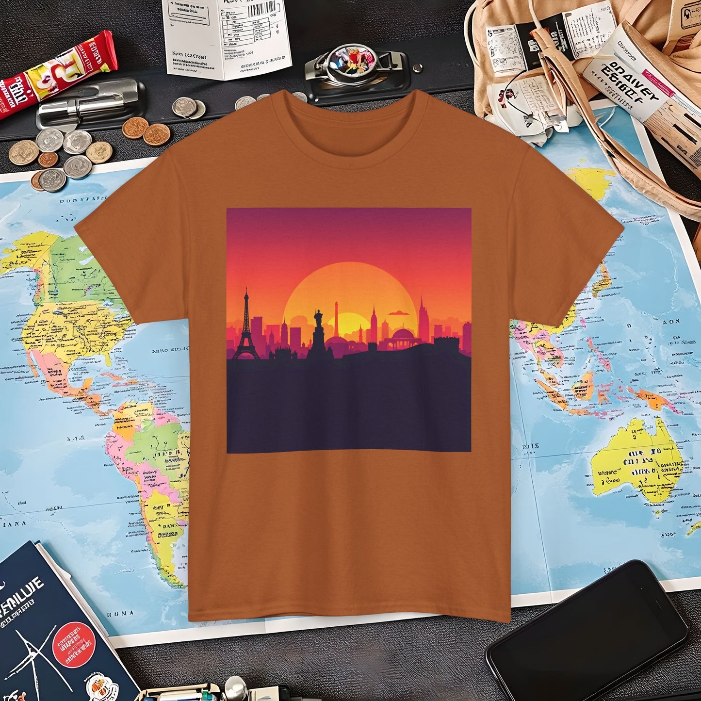 Silhouetted Monuments Air Travel T-Shirts | Jetsetter, Airport, and International Flight Tees