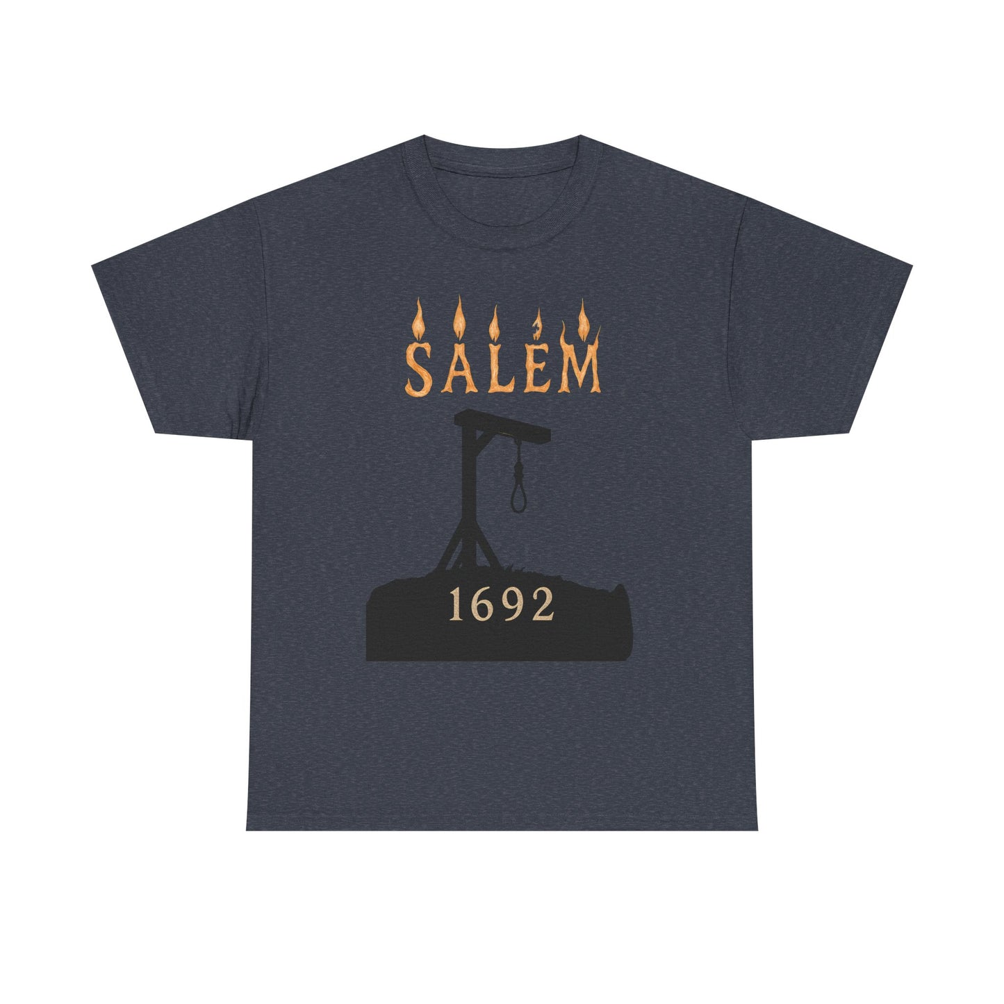 Salem 1692 Gothic Noose & Candle Flame Typography Tee – Witch Trials Dark History Shirt | Car, RV, and Motorcycle Adventure Tees