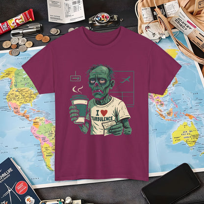 I Love Turbulence – Exhausted Zombie Traveler Coffee Tee Air Travel T-Shirts | Jetsetter, Airport, and International Flight Tees
