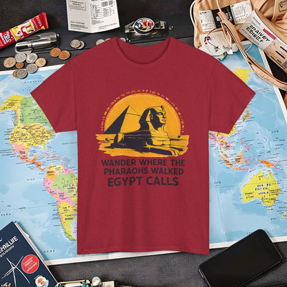 Wander Where Pharaohs Walked T-Shirt – Egypt Adventure Design Air Travel T-Shirts | Jetsetter, Airport, and International Flight Tees