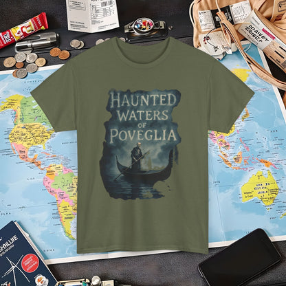 Haunted Venice Ghostly Gondolier Shirt – Spooky Dark Tourism Graphic Tee | Layover Club Air Travel T-Shirts | Jetsetter, Airport, and International Flight Tees