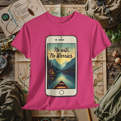 Nature-Inspired Unisex Tee, No Wifi No Worries T-Shirt, Outdoor Adventure Shirt, Relaxation Tee, Hiking Gift, Casual Wear