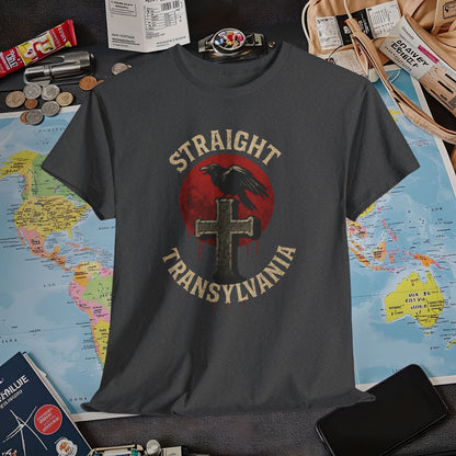 Blood Moon Raven Gothic Cross Tee – Dark Transylvania Travel Shirt | Layover Club Air Travel T-Shirts | Jetsetter, Airport, and International Flight Tees