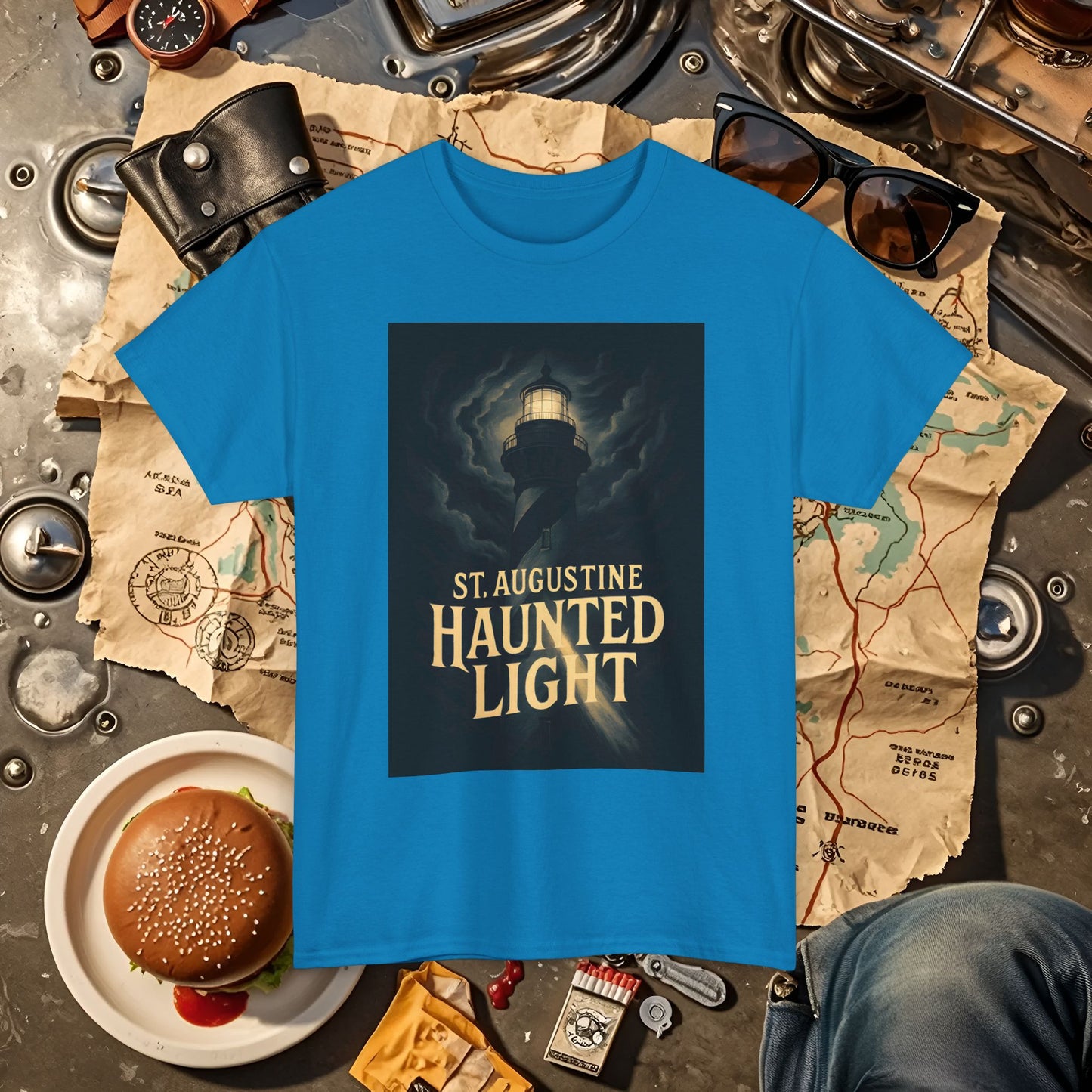 St. Augustine Haunted Lighthouse Florida Shirt – Stormy Night Dark Tourism Tee | Car, RV, and Motorcycle Adventure Tees
